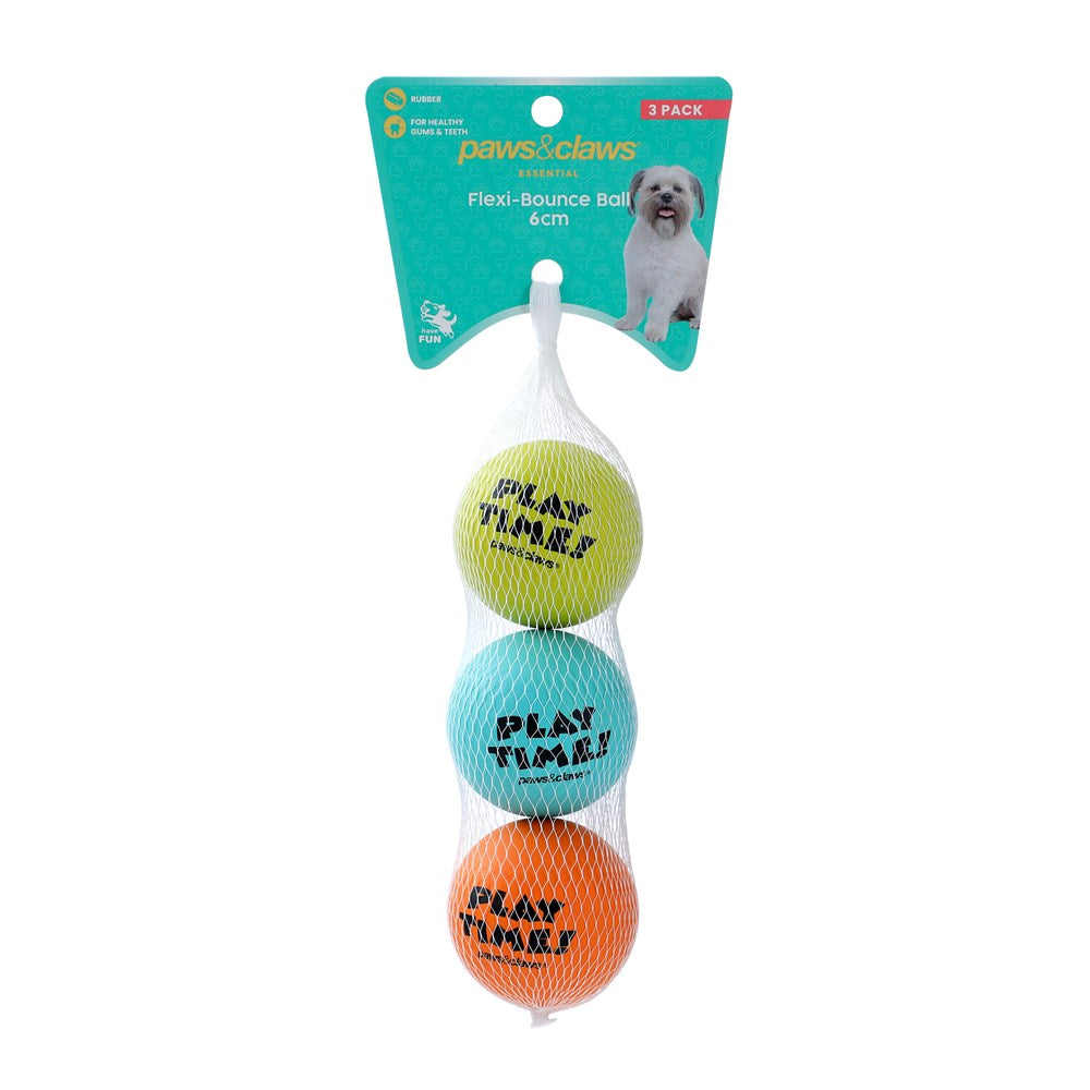 Flexi-Bounce Ball Dog Toy – 3 Pack (6cm)