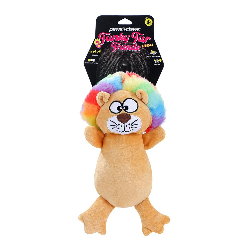 Funky Fur Friendz Plush Lion Dog Toy – 25cm