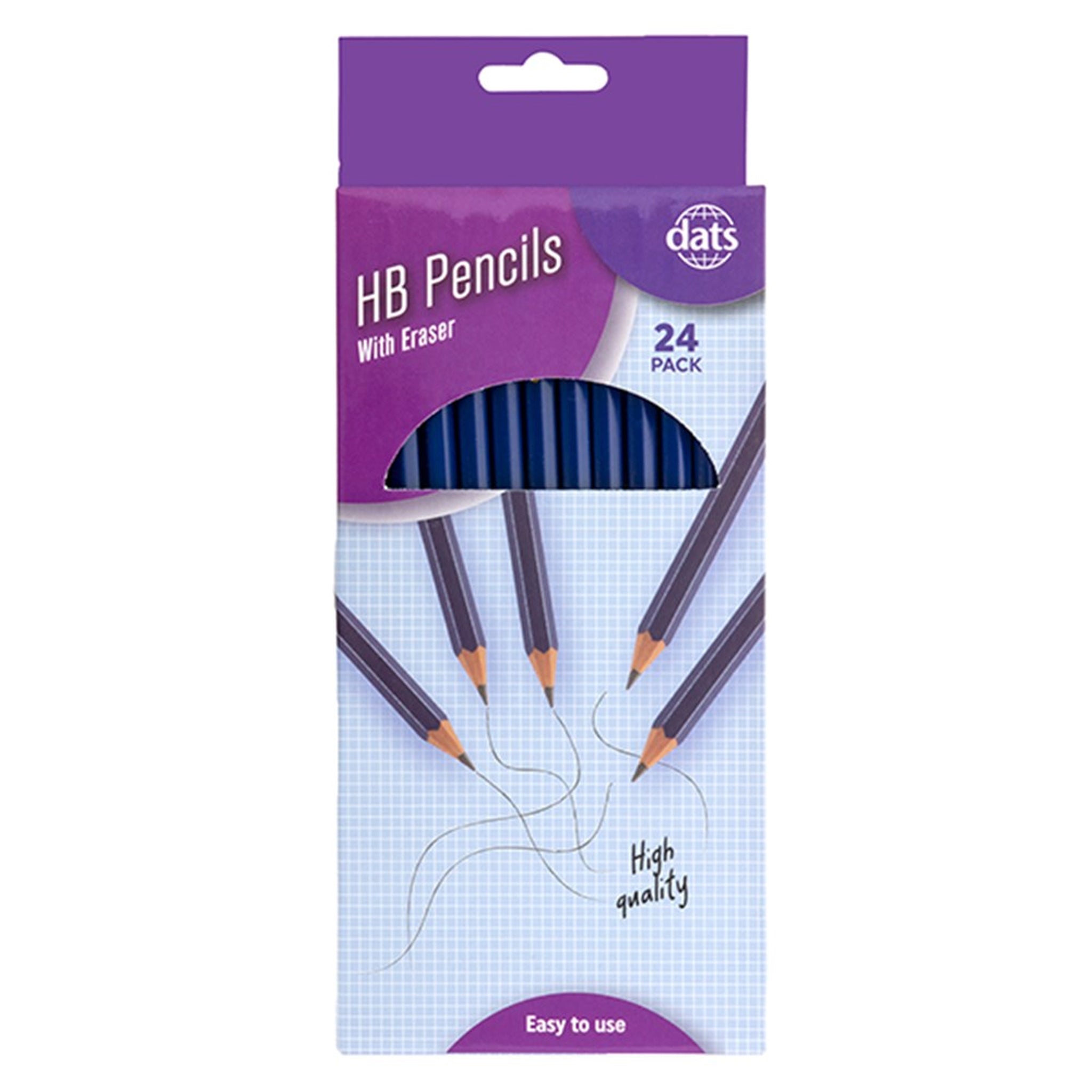 HB Blue Barrel Pencils with Eraser – 24 Pack