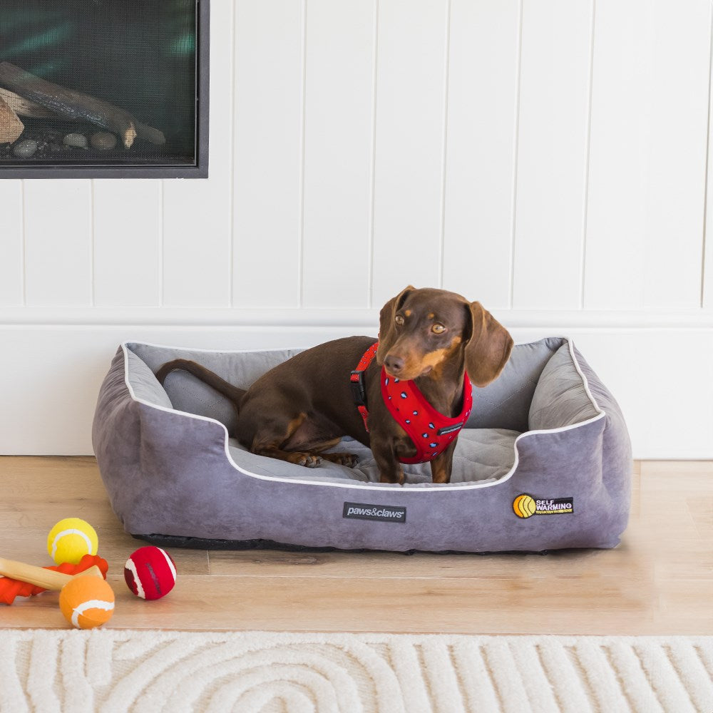 Pet Bed Self Warming Grey 70x50x17cm Medium