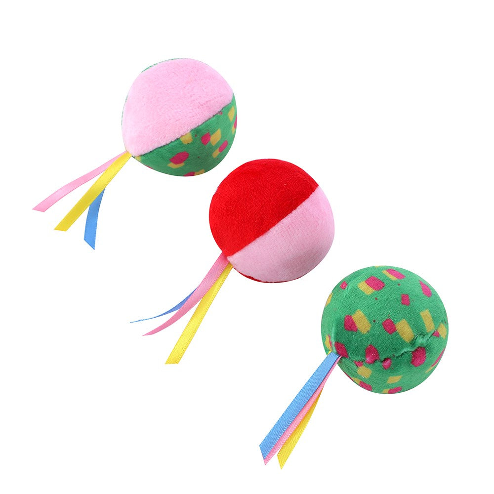 Plush Crinkle Balls with Catnip – 3 Pack