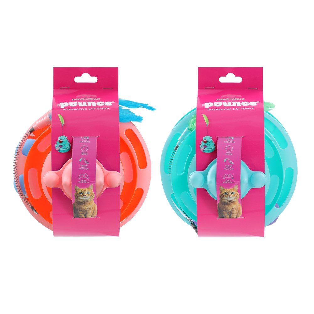 Pounce Cat Tower Interactive Toy – Assorted (18 × 30cm)