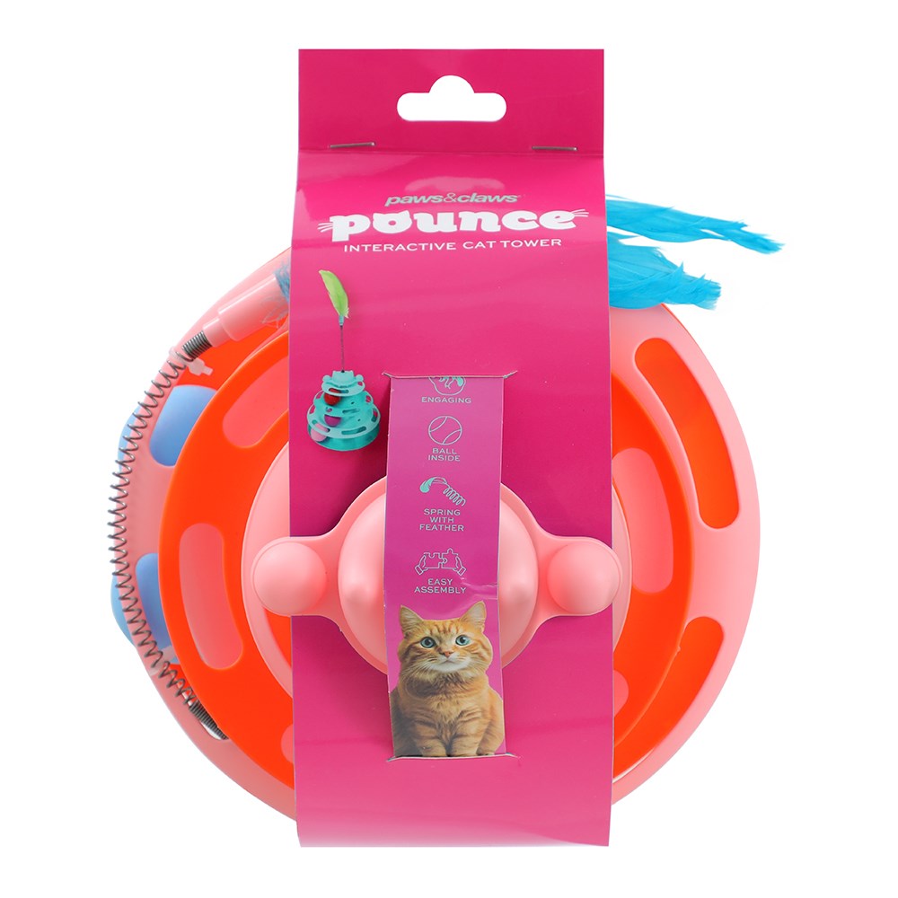 Pounce Cat Tower Interactive Toy – Assorted (18 × 30cm)