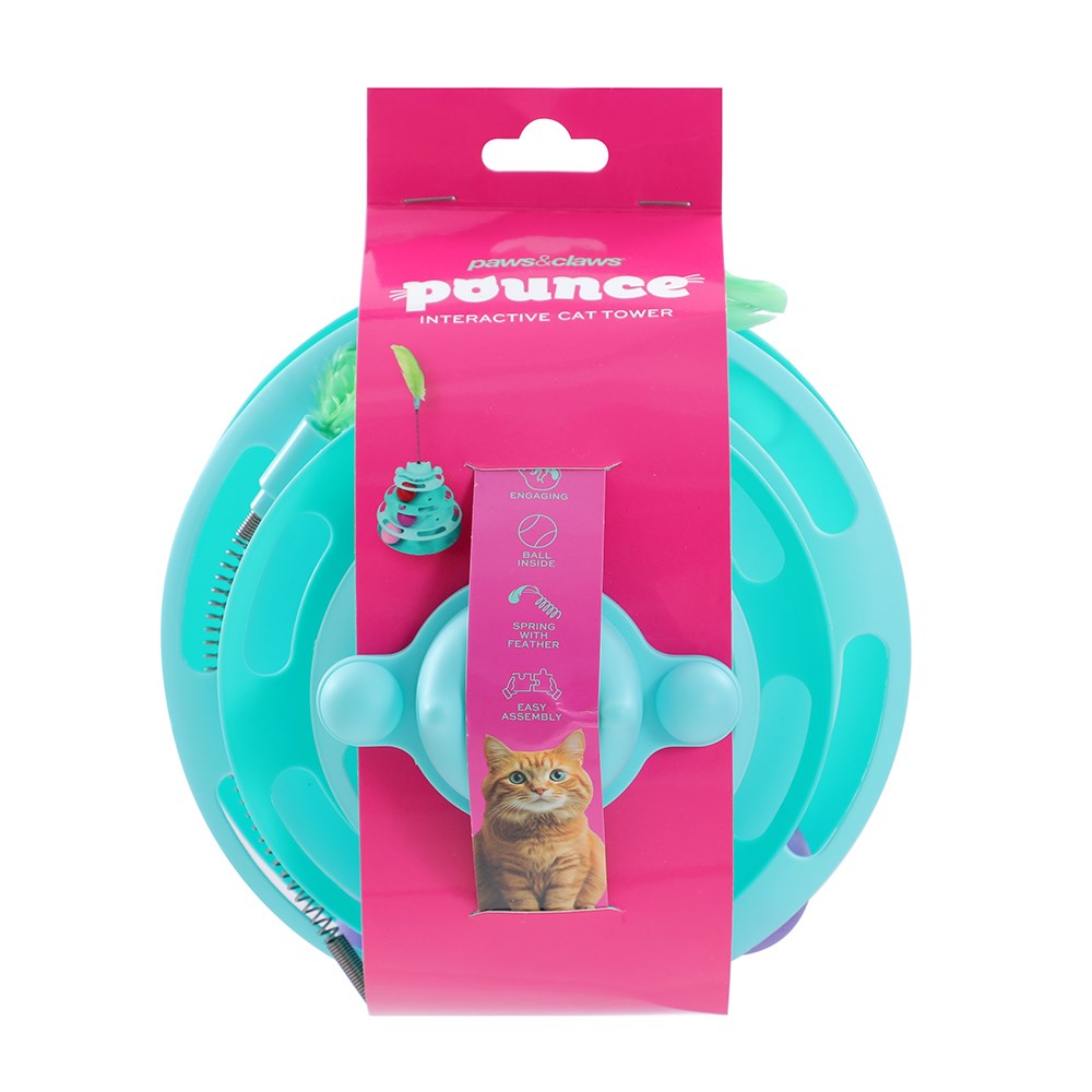 Pounce Cat Tower Interactive Toy – Assorted (18 × 30cm)