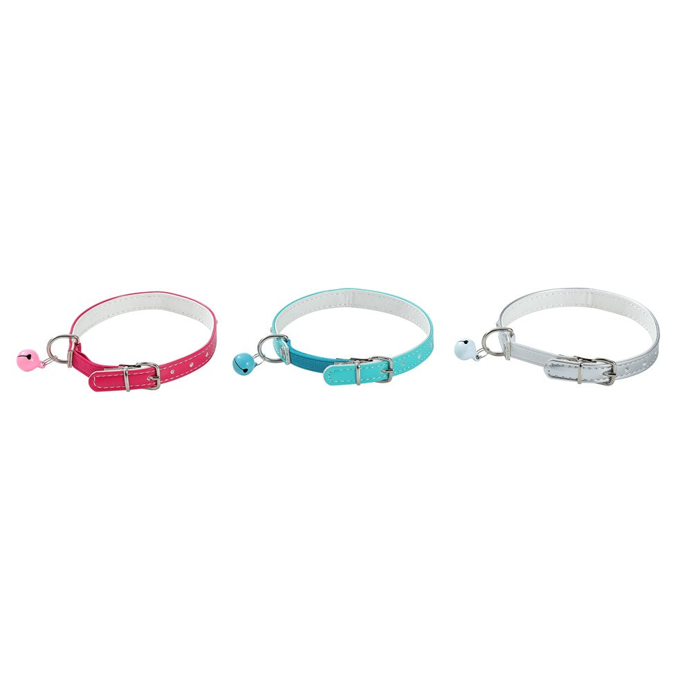 Pounce Diamonte Cat Collar With Bell 22-30cm Assorted