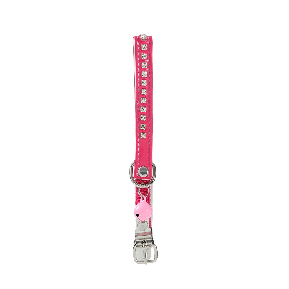 Pounce Diamonte Cat Collar With Bell 22-30cm Assorted