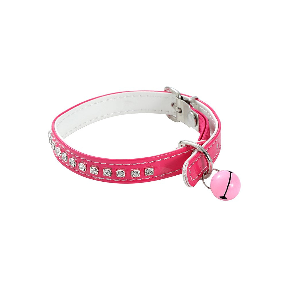 Pounce Diamonte Cat Collar With Bell 22-30cm Assorted
