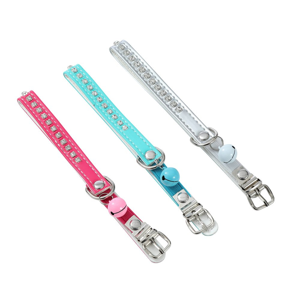 Pounce Diamonte Cat Collar With Bell 22-30cm Assorted
