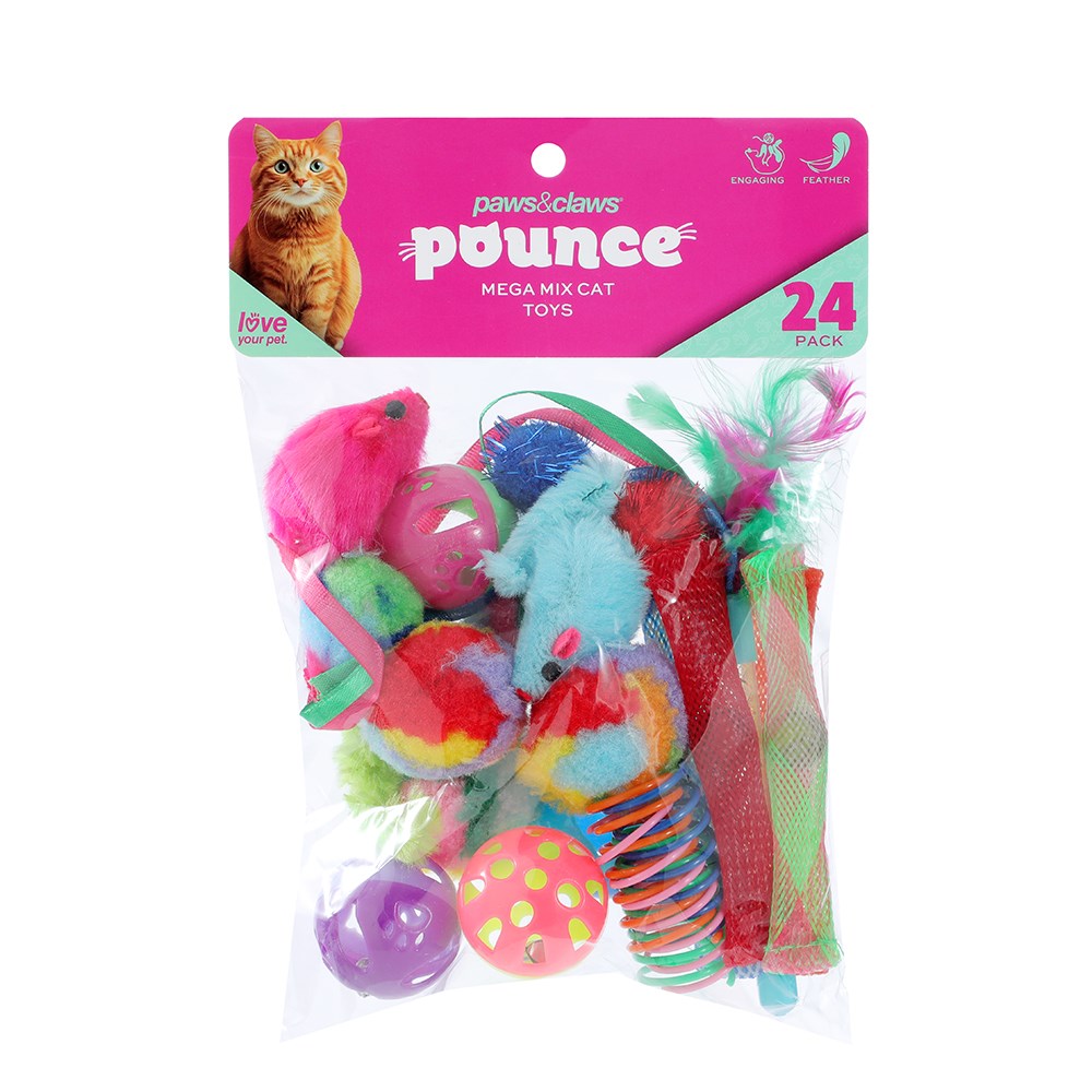 Pounce Mega Mix Cat Toys 24pk 23x15cm 73g