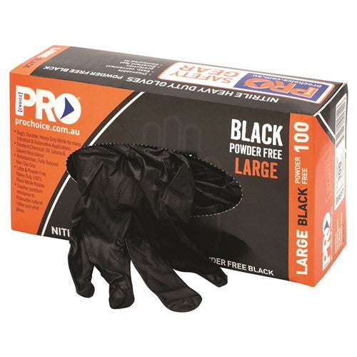 ProChoice Disposable Black Nitrile Powder Free Gloves 100Pk