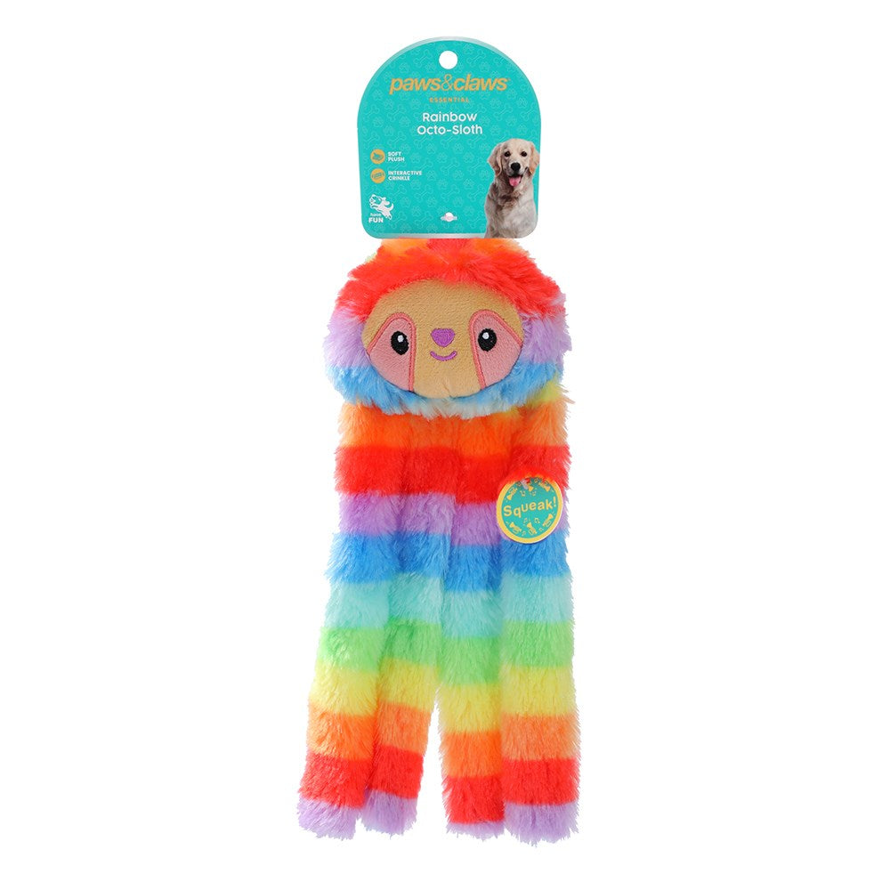 Rainbow Octo-Sloth Plush Toy – 33 × 10 × 4cm