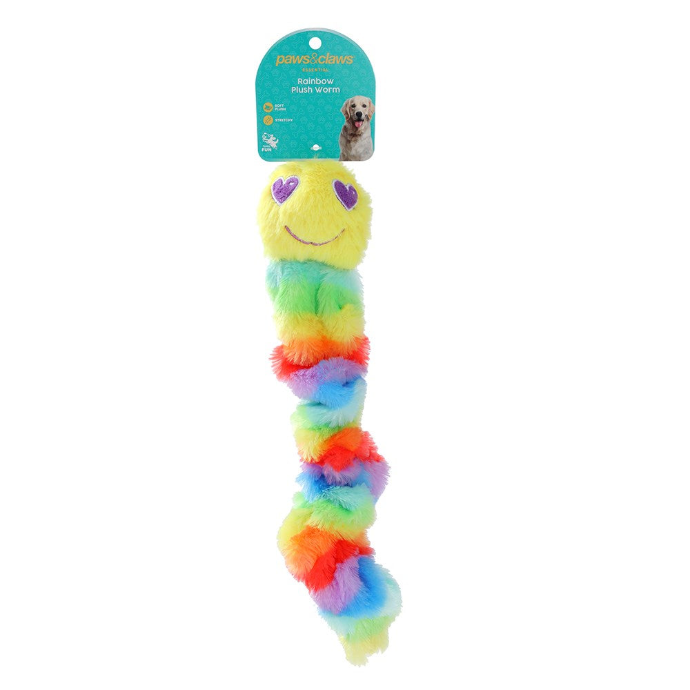 Rainbow Plush Worm Dog Toy – 37cm
