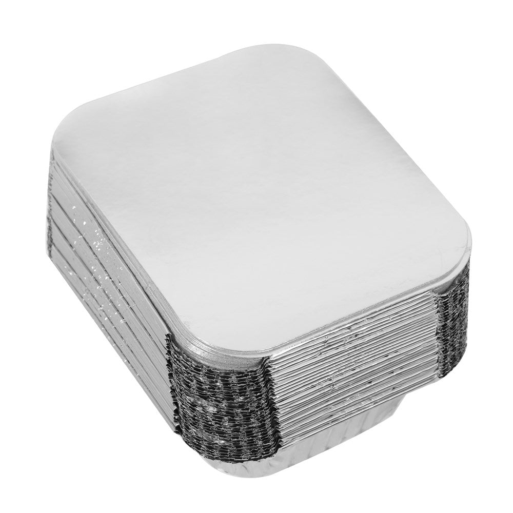 Rectangle Foil Containers with Lids – 14 × 12 × 4.5cm (30 Pack)