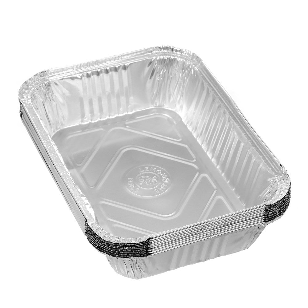 Rectangle Foil Containers with Lids – 26.5 × 19.5 × 6.5cm (10 Pack)