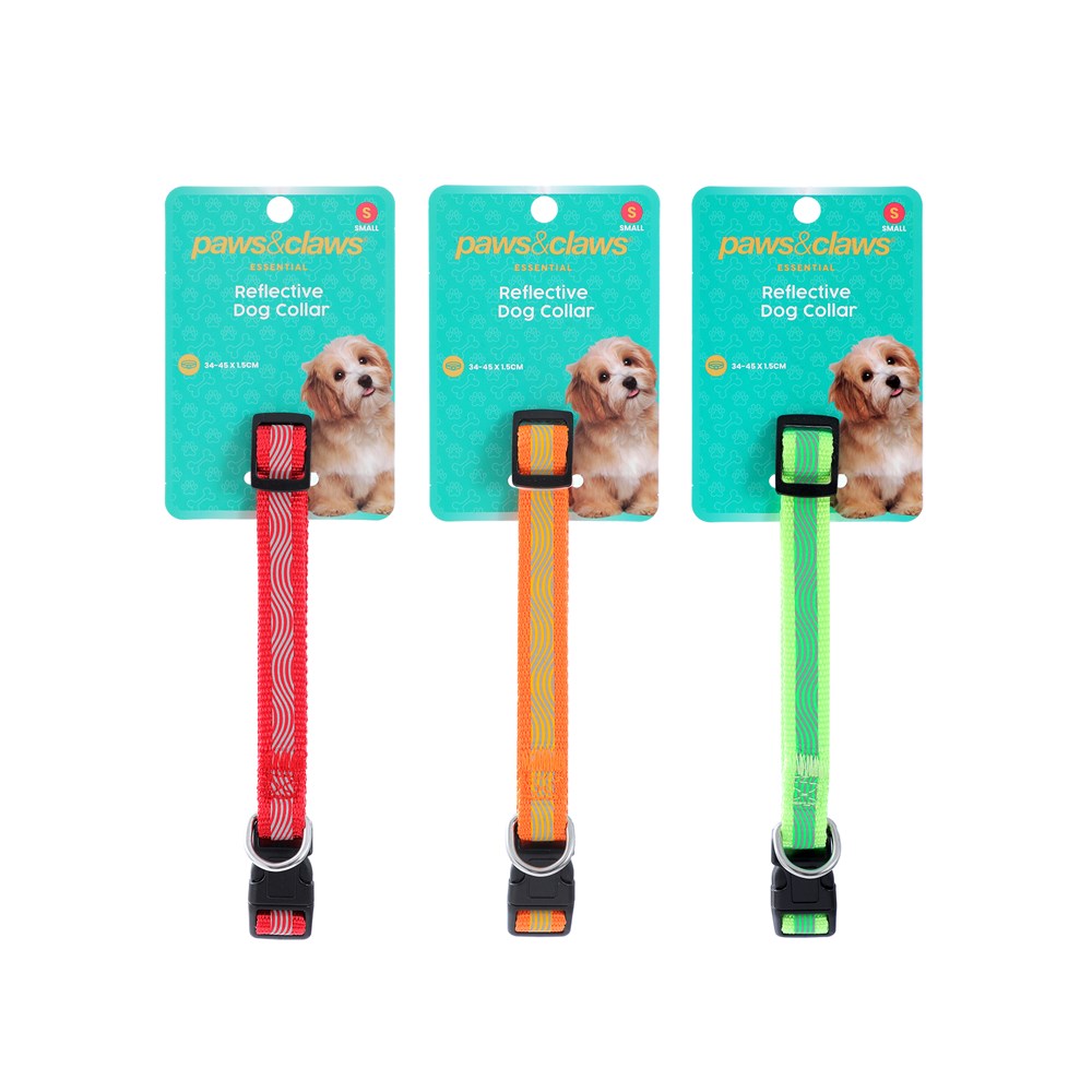 Reflective Dog Collar Small 34-45 x 1.5cm assorted