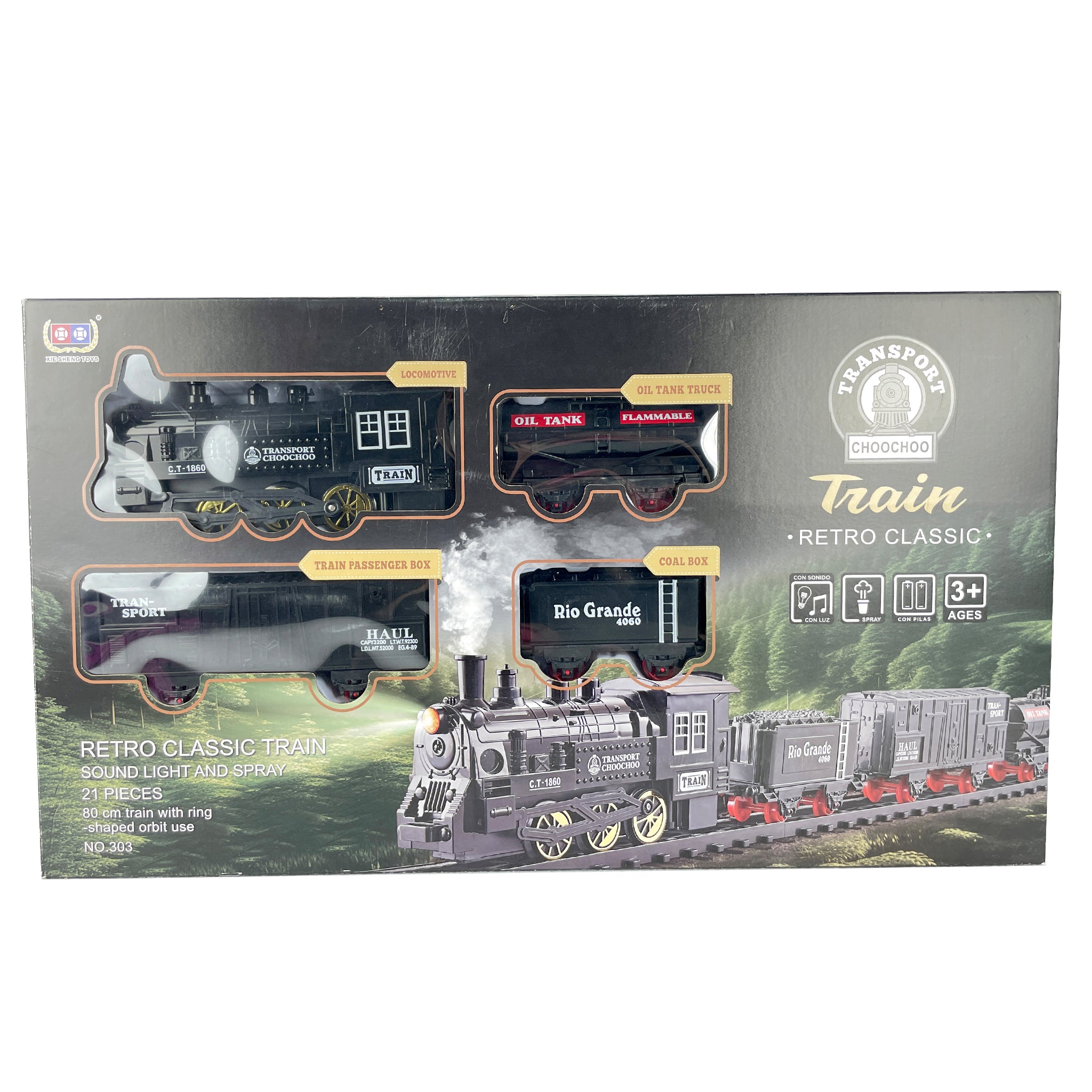 Retro Classic Steam Train Set – Electric with Sound, Light & Spray