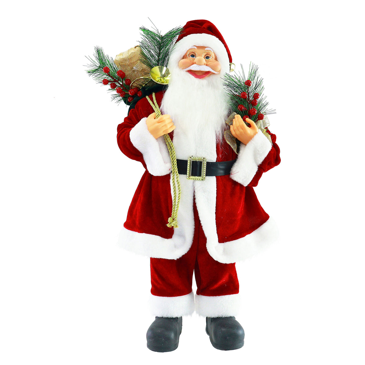 Santa Figure Velvet Red/Burgundy 60cm Assorted