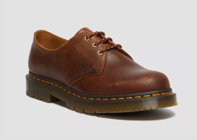 DR. MARTENS 1461 Slip Resistant 3 Eye Shoe Dark Tan Parker Life Shield WP