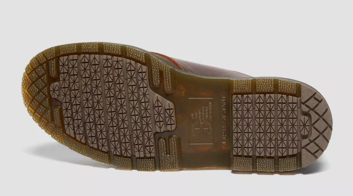 DR. MARTENS 1461 Slip Resistant 3 Eye Shoe Dark Tan Parker Life Shield WP