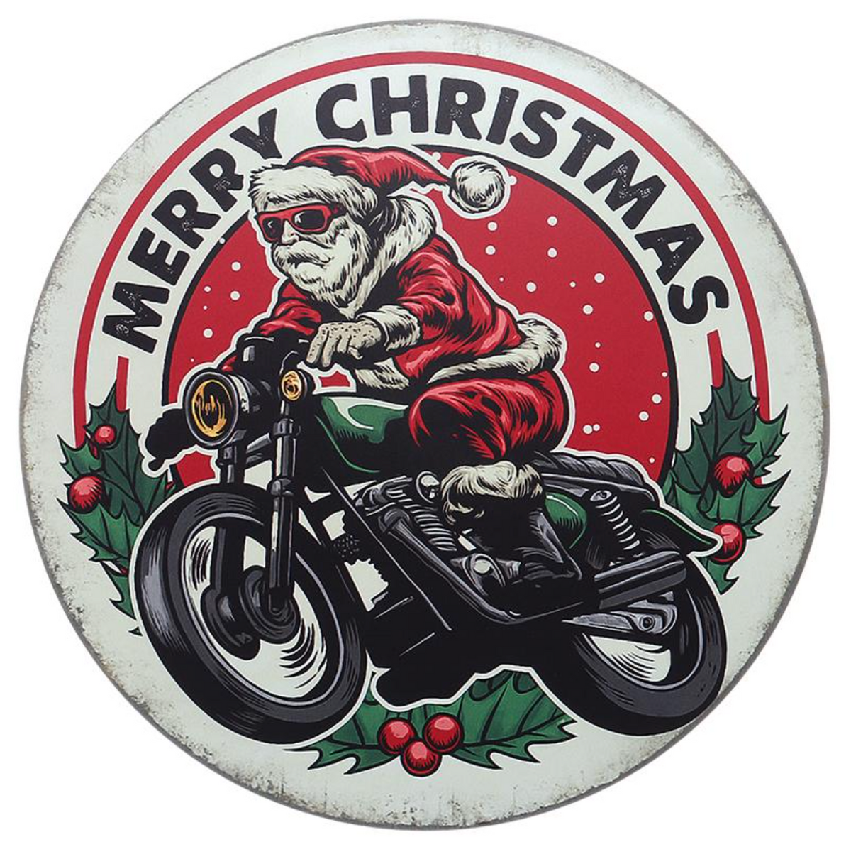 Christmas Metal Sign Round 30cm Assorted