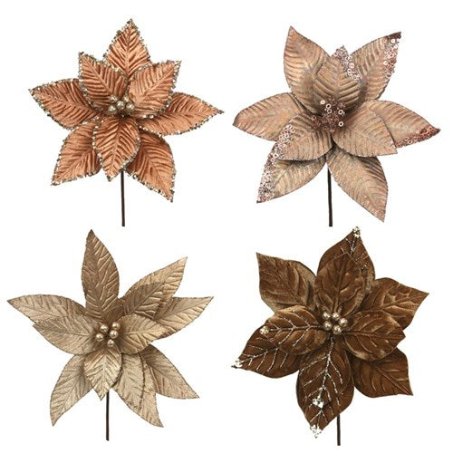 Shimmer and Spice Poinsettia Flower assorted