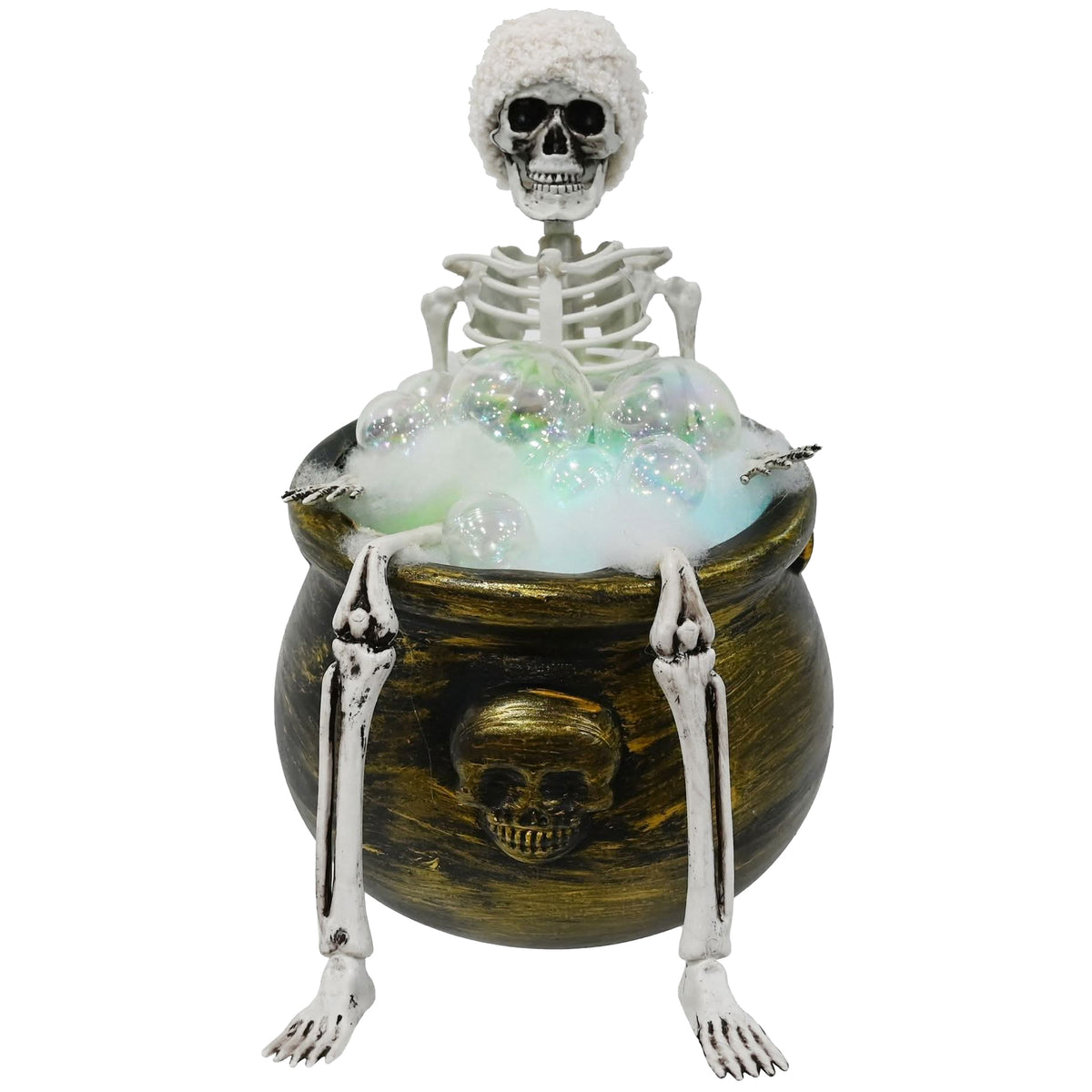 Skeleton In Cauldron Bubbles Bath 28cm