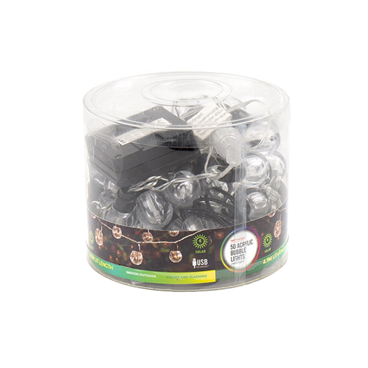 Solar Acrylic Bubble Ball Lights Warm White Christmas 50Pk
