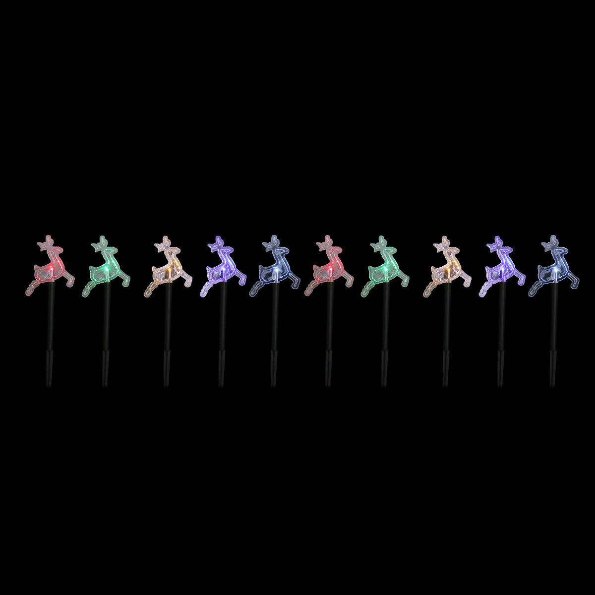 Solar LED Reindeer Path Lights 10pk Multi