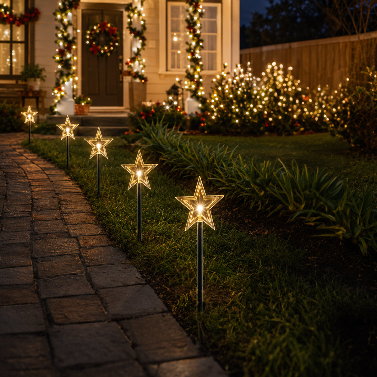 Solar LED Star Path Lights 5pk