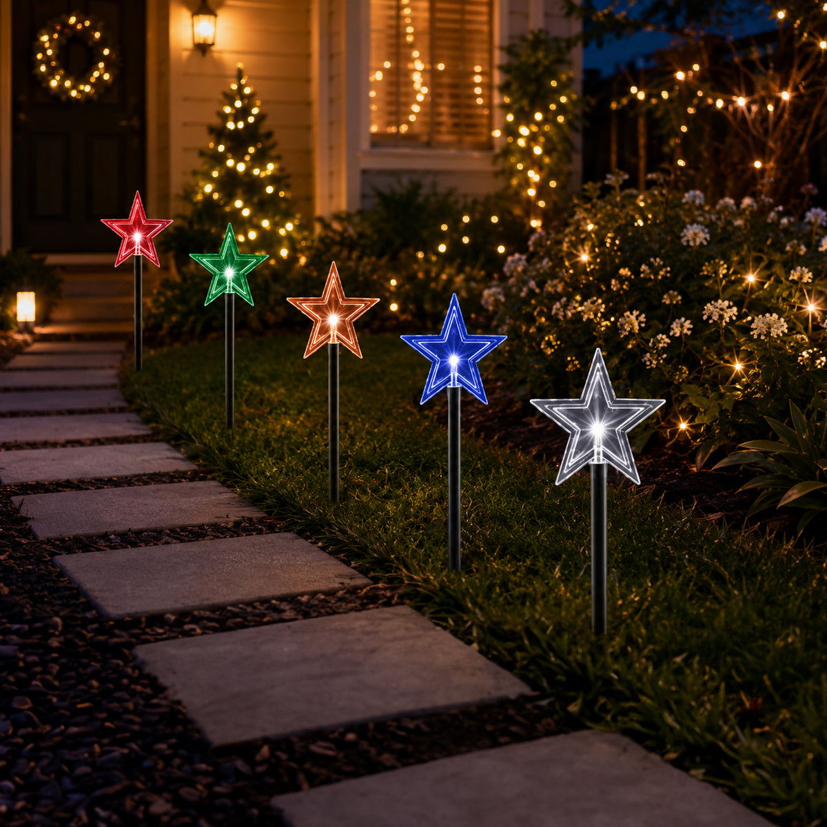 Solar LED Star Path Lights 5pk