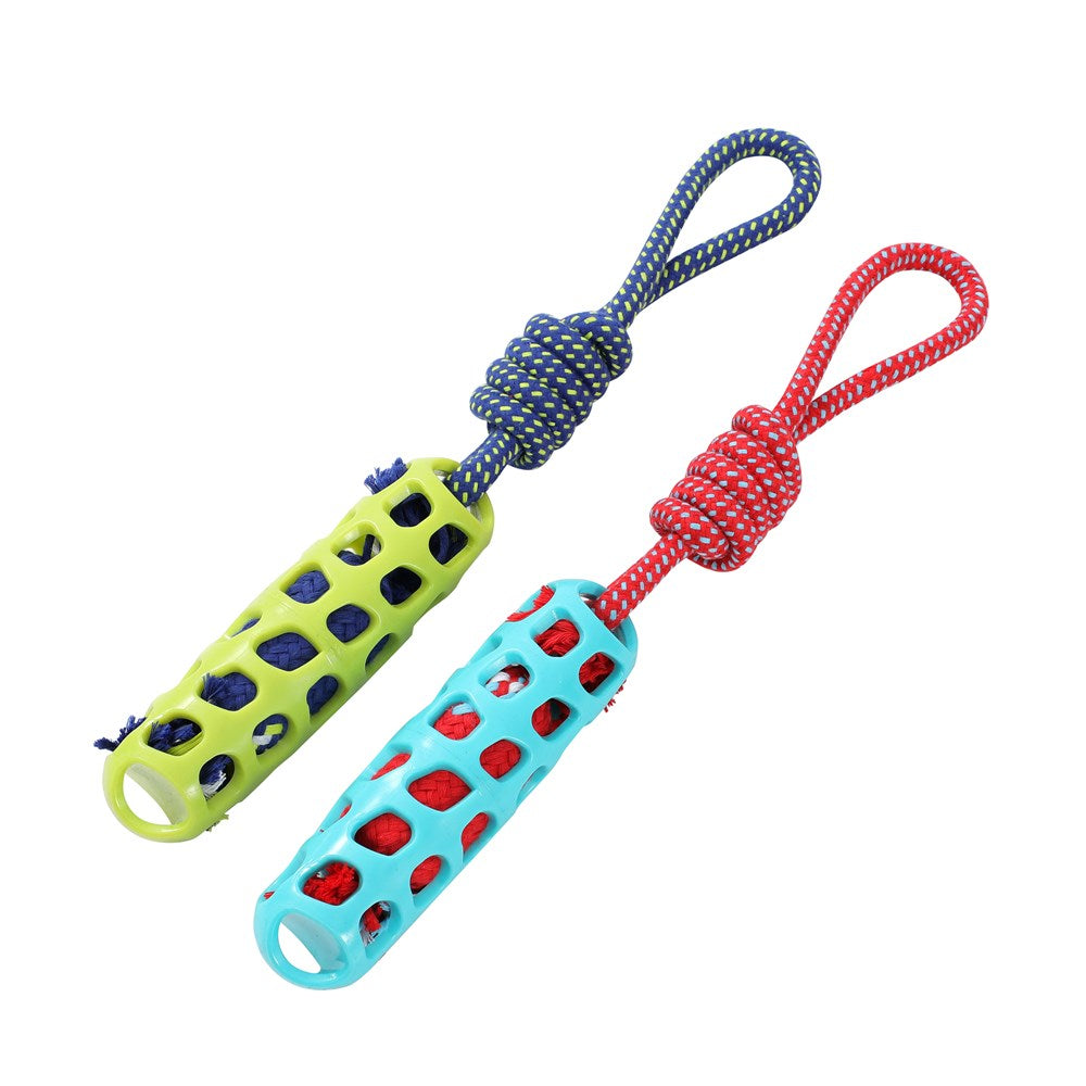 Squeak & Tug Baton Tugger Dog Toy – TPR & Rope (38.5cm)