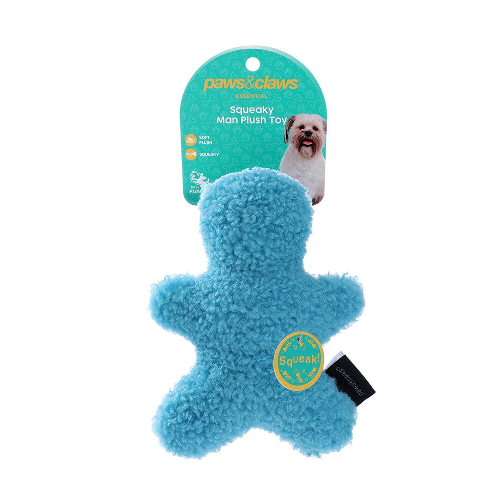Squeaky Sherpa Plush Man & Bone 17x12x5.5cm