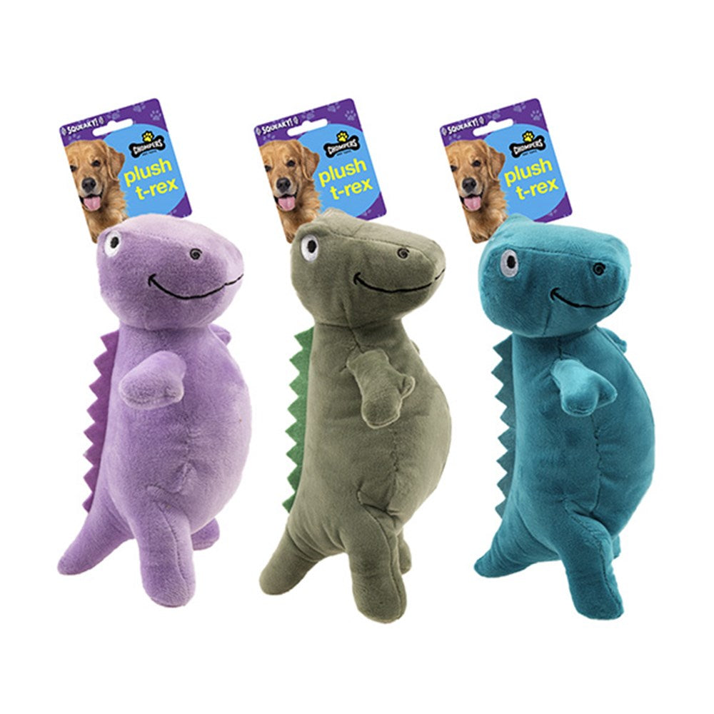 Squeaky T-Rex Dinosaur Plush Dog Toy – 25 × 12cm (Assorted)