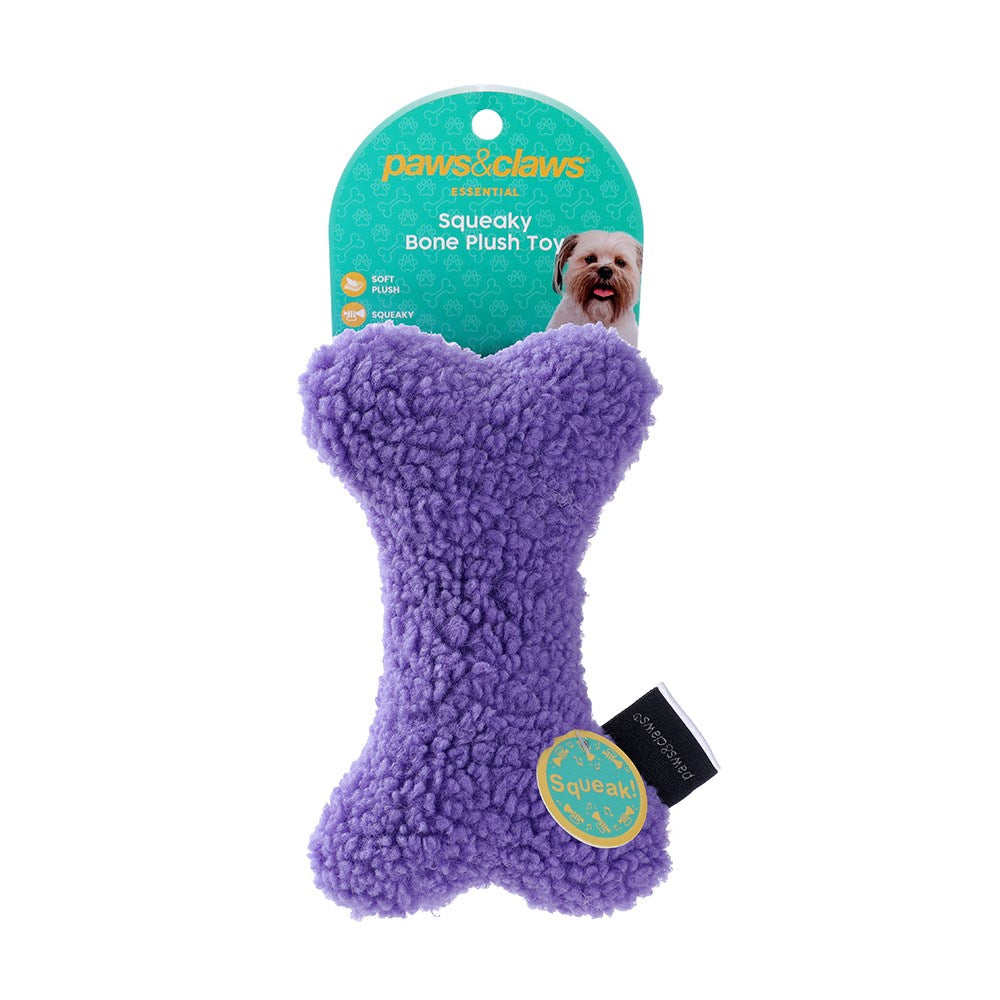 Squeaky Sherpa Plush Man & Bone 17x12x5.5cm