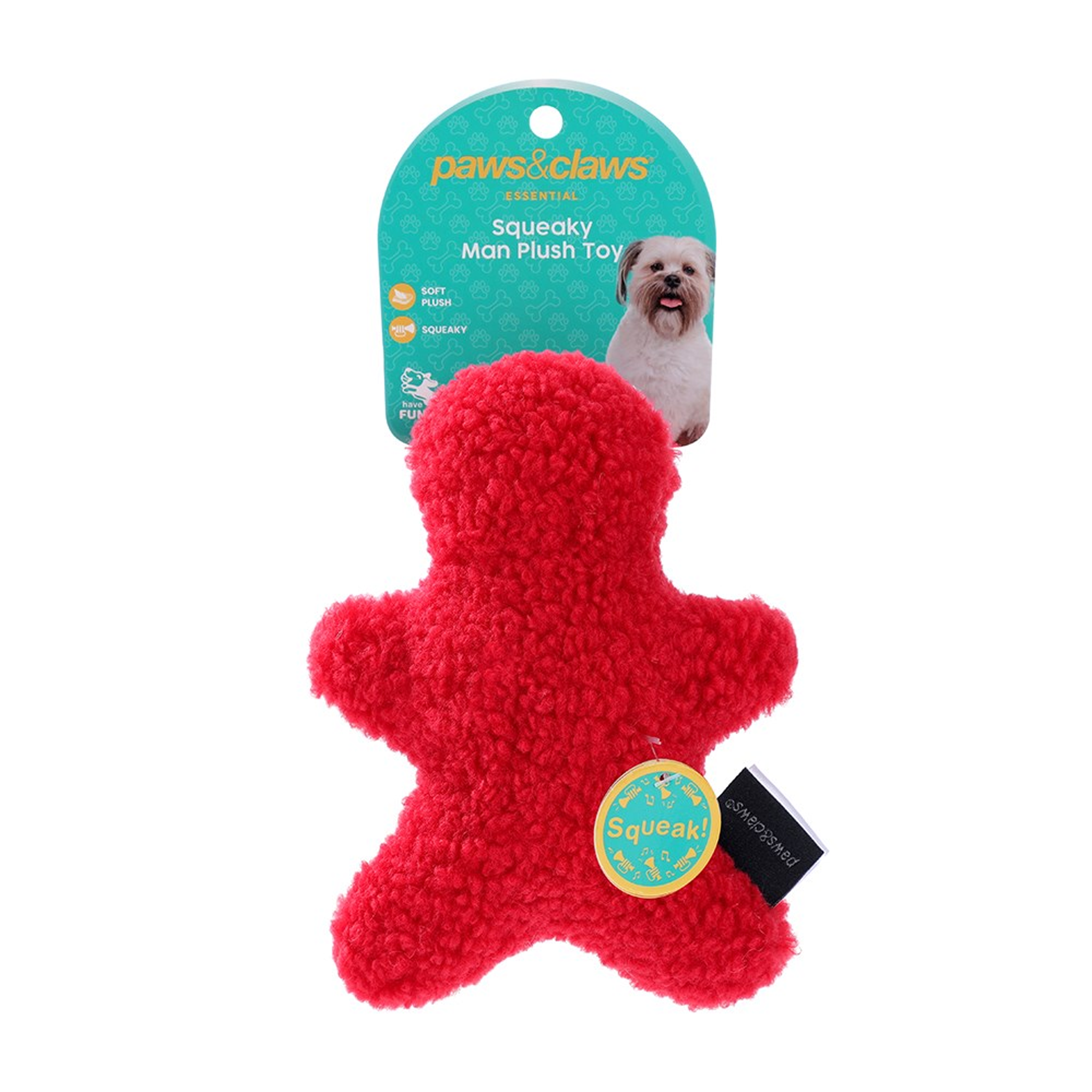 Squeaky Sherpa Plush Man & Bone 17x12x5.5cm
