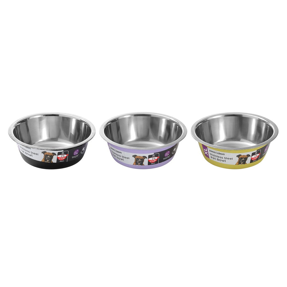 Stainless Steel Pet Bowl Assorted Colours