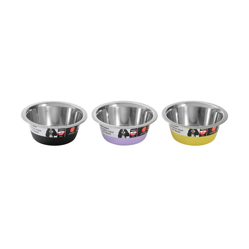 Stainless Steel Pet Bowl Assorted Colours