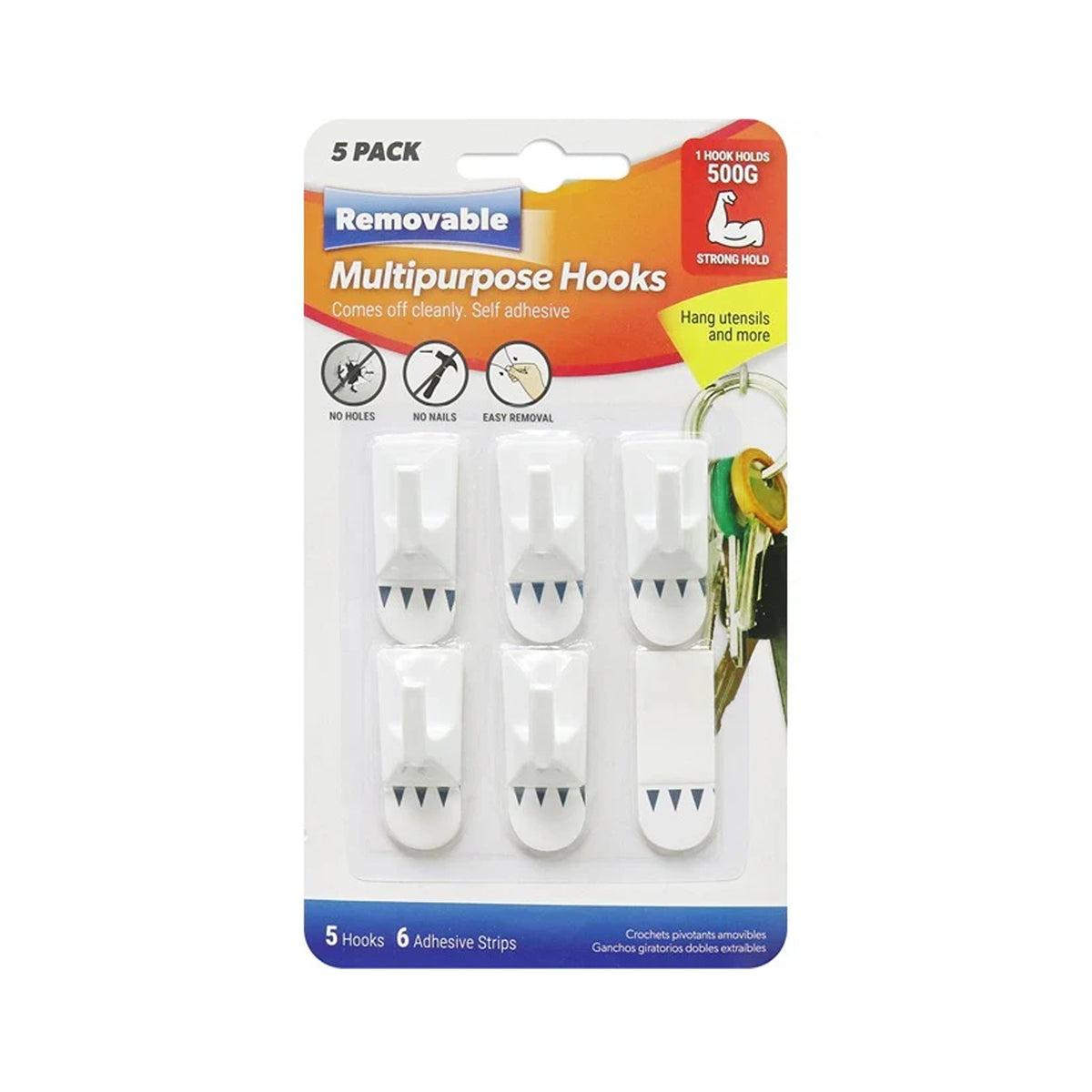 Stick on Removable Hooks 5pk