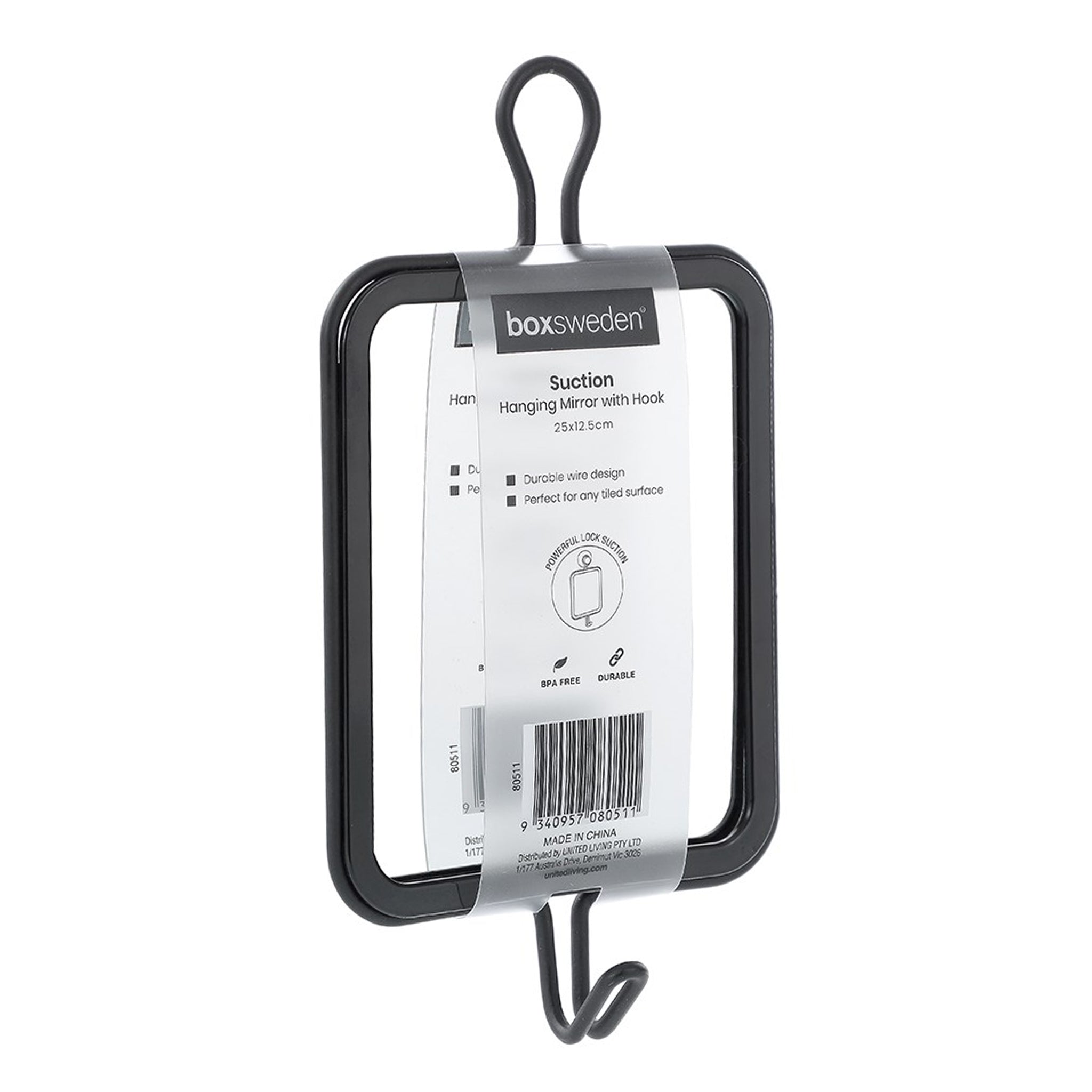 Suction Hanging Mirror with Hook – 25 × 12.5cm