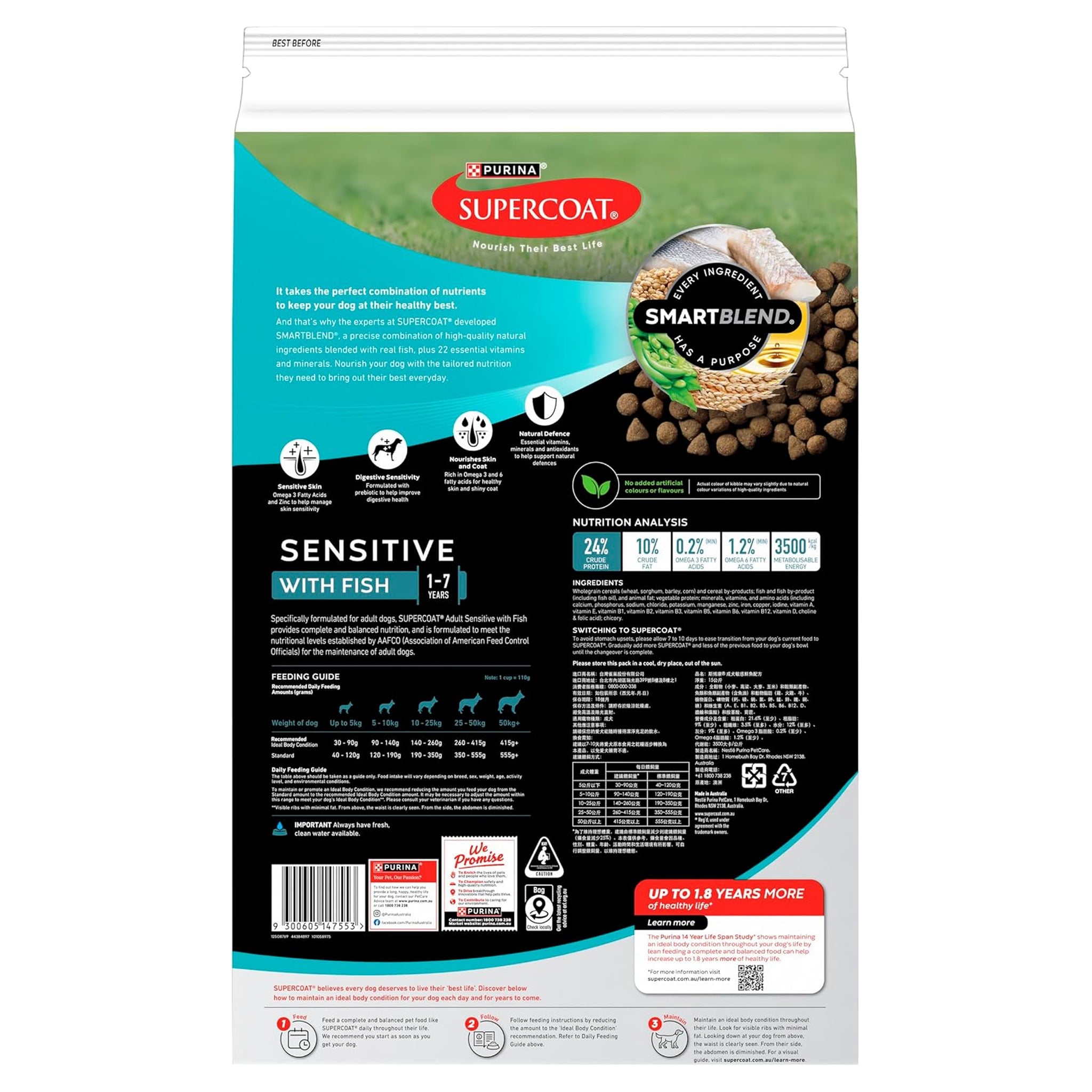 Supercoat Adult Sensitive Fish Dry Dog Food