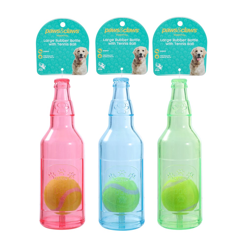 TPR Bottle & Tennis Ball Dog Toy – Large 25cm (Assorted)