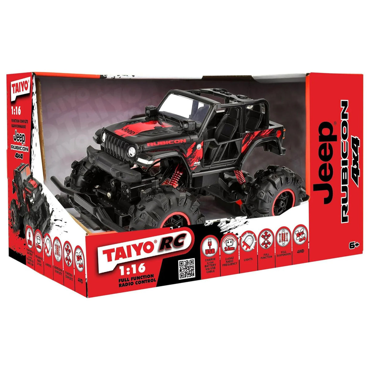 Taiyo Radio Control 1:16 Licensed Jeep Wrangler Rubicon 4WD