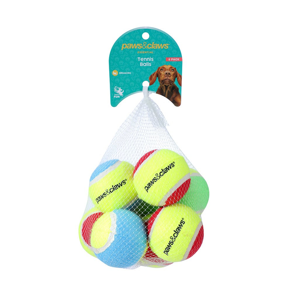 Tennis Balls 8pk 6cm Assorted Colours