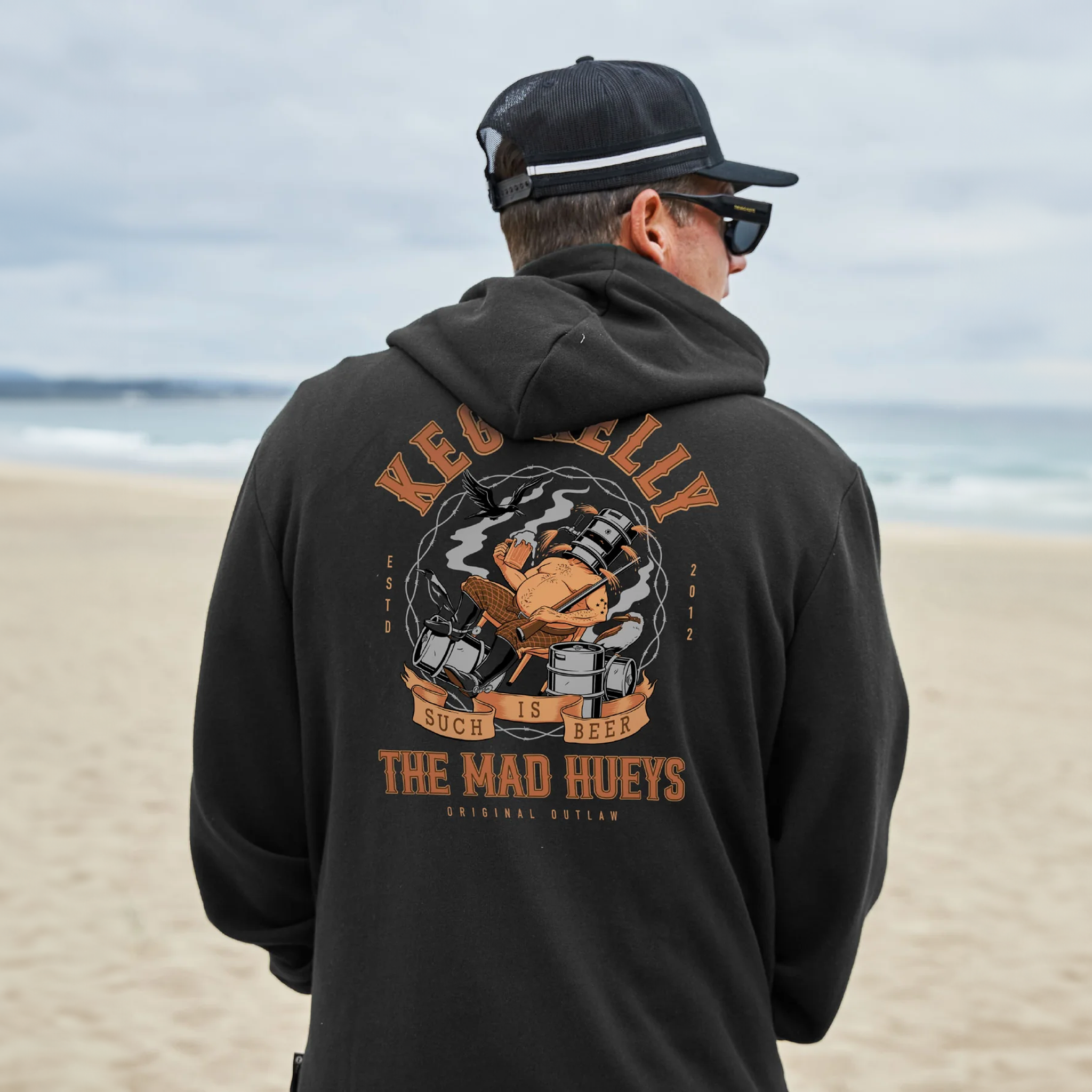 The Mad Hueys Kegs Kelly Vintage Black Hoodie