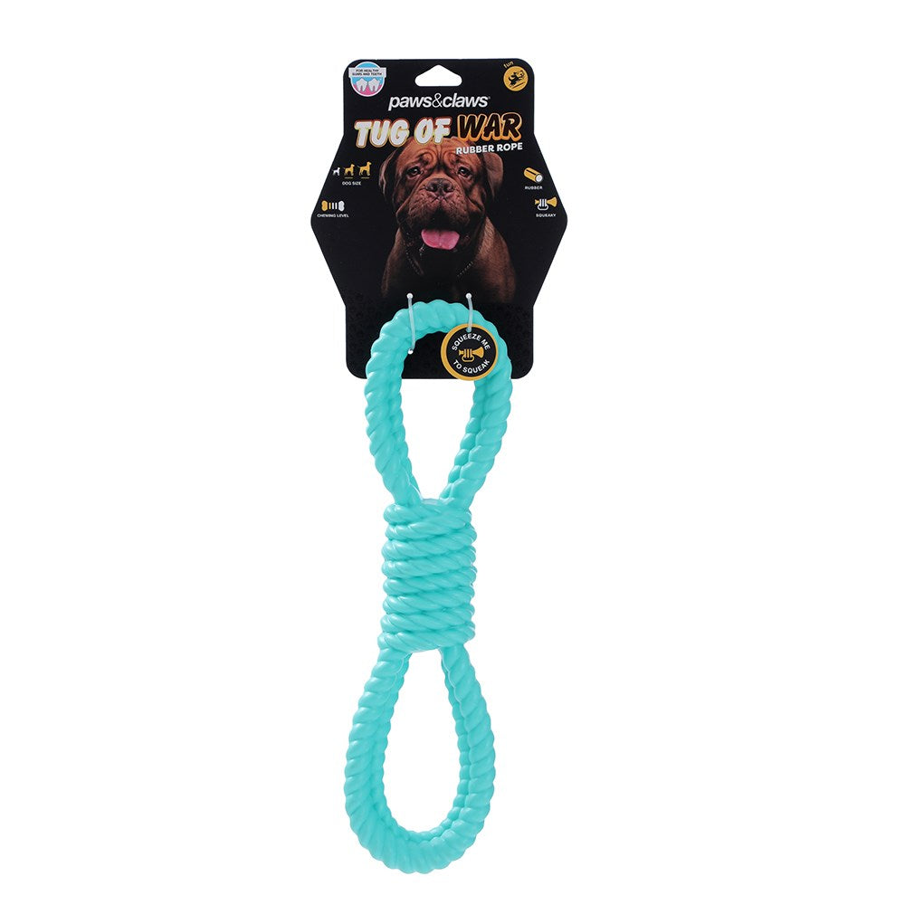 Tug Of War Rubber Rope Dog Toy 3 Assorted
