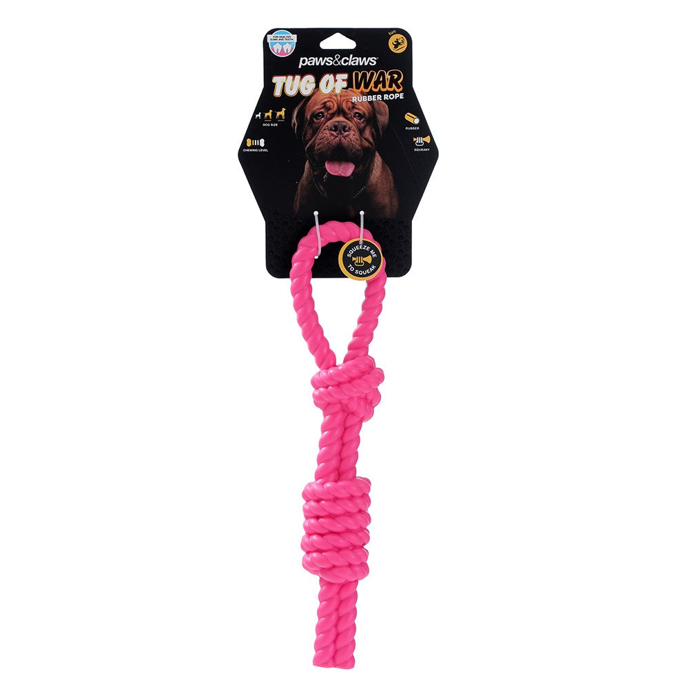 Tug Of War Rubber Rope Dog Toy 3 Assorted