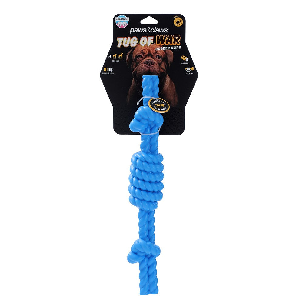 Tug Of War Rubber Rope Dog Toy 3 Assorted