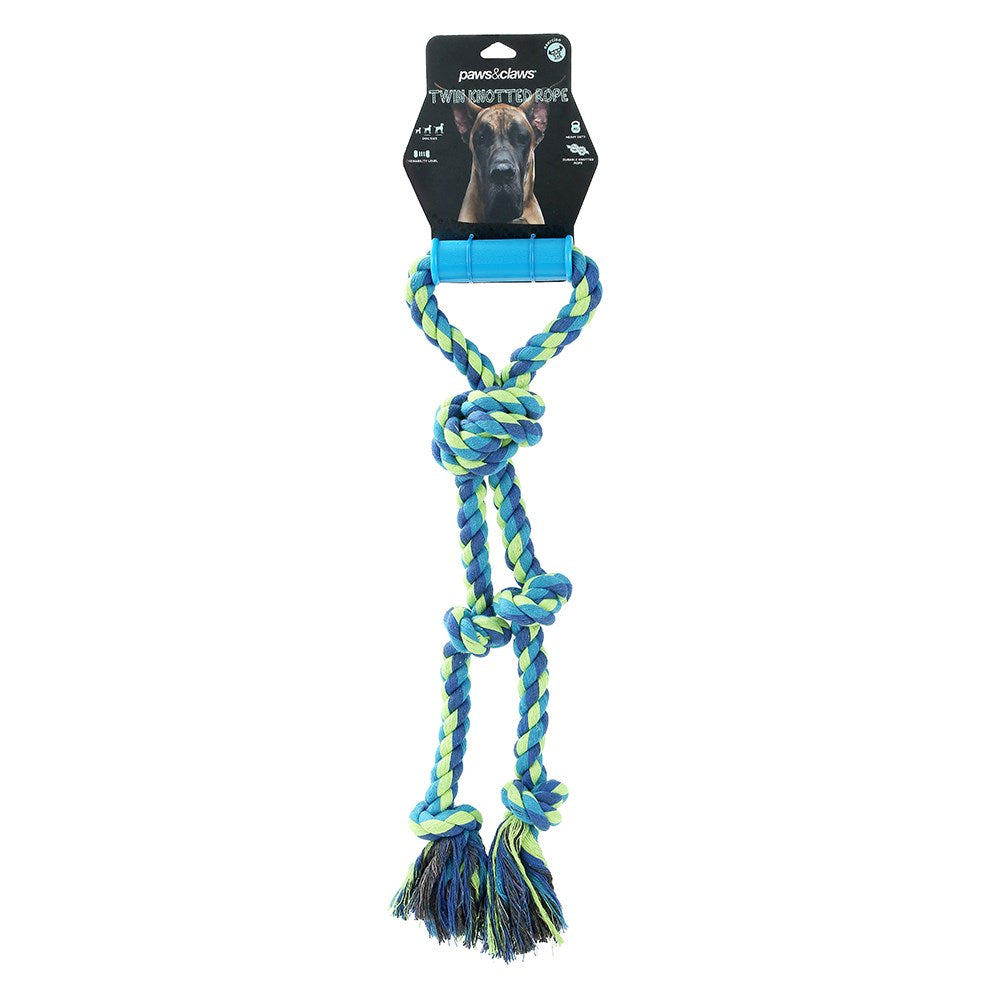 Twin Knotted Rope Tugger Toy with Handle – 50cm