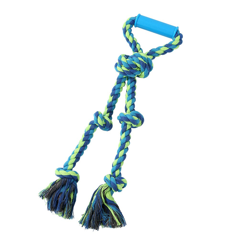 Twin Knotted Rope Tugger Toy with Handle – 50cm