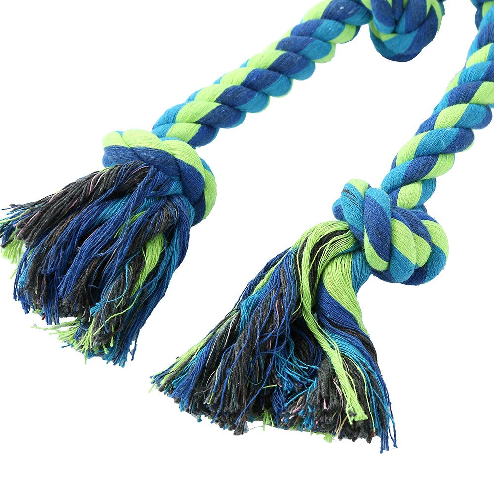 Twin Knotted Rope Tugger Toy with Handle – 50cm